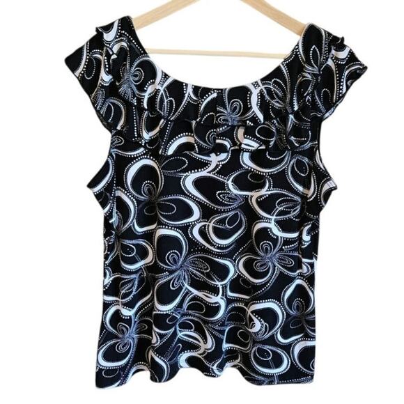 Susan Lawrance Sleeveless Top Tank Blouse Ruffle Neck Scoop Neck Women's Size 1X - Picture 6 of 7